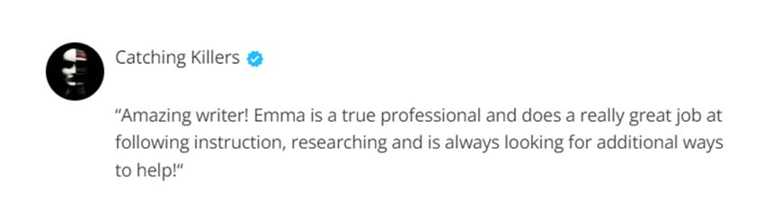 An image showing a review for Emma human YouTube script writer